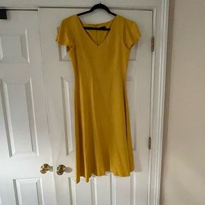 Ann Taylor Factory yellow linen dress with flutter sleeves
